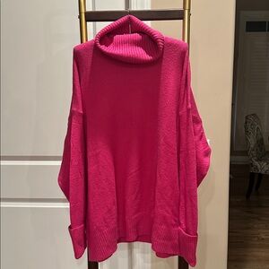 Women’s Cozy Oversized Turtleneck Sweater - Hot Pink. NWT size XL